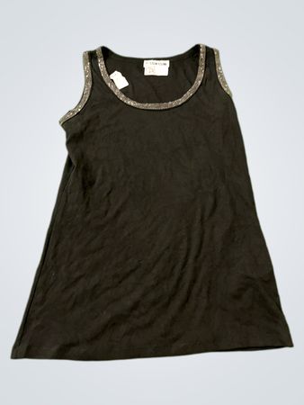 MISS KISS S/M schwarzes Tanktop mit verziertem Ausschnitt