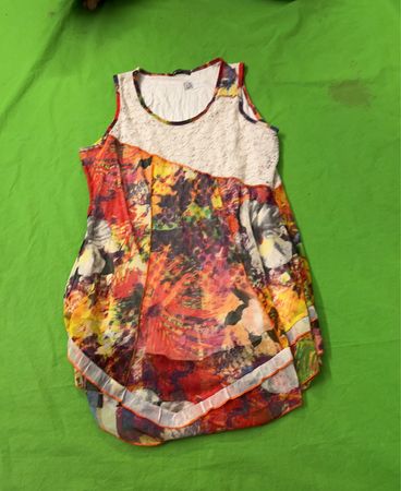 Cassis Collection Damen Ärmelloses Top mit abstraktem Druck und Spitze