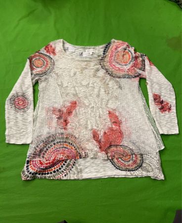Apricot Damen M/L Weiß Spitzen- und Printlangarmoberteil