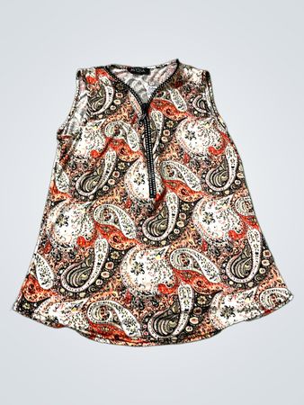 ALYSSA PARIS Ärmellose Bluse mit Paisleydruck und Reißverschluss vorne