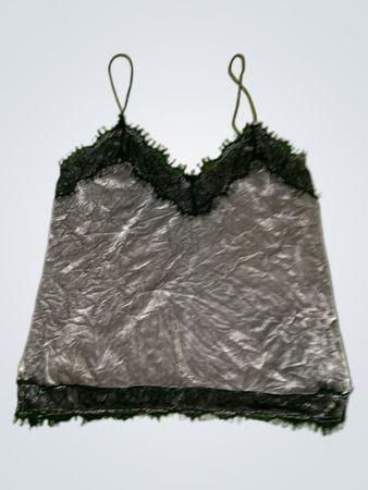 Bershka Graues Spitzenbesatz-Cami-Top