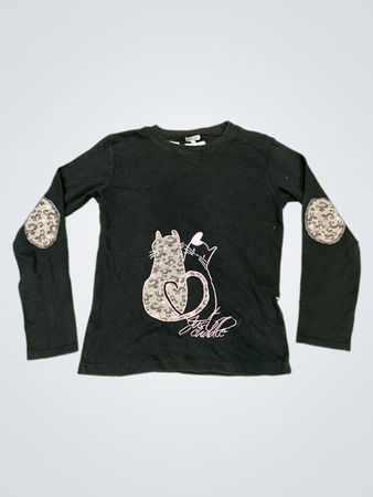 ANIZZIA Schwarzes Langarmshirt mit dem Aufdruck 'Just Cuddle' Katze