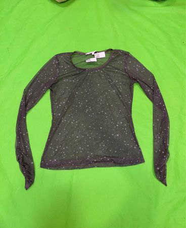 SUN LIGHT Mesh Star Print Long Sleeve Top