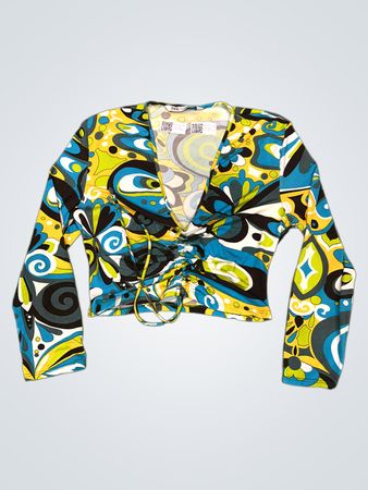 Zara Langarm-Raffung Druck Oberteil