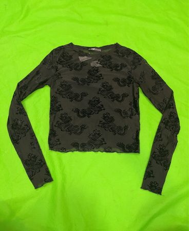 FB Sister Dragon Print Mesh Langarmoberteil