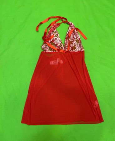 Roter Halter Spitzenbesatz Babydoll