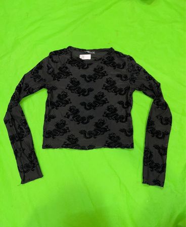 ABsister Dragon Print Mesh Top