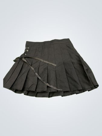Forever 21 Schwarzer Plissierter Minirock mit Schnürdetails