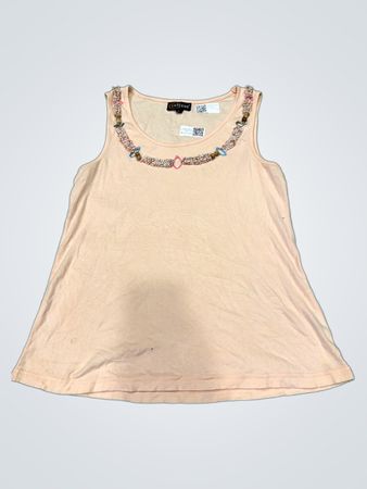 INSCENE Damen Tanktop mit Perlenbesatz am Kragen