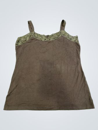 Braunes Top mit Spitzensaum