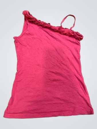 Rosa einseitig trägerloses Rüschentop