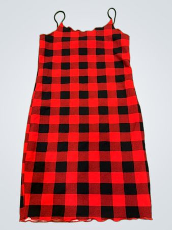 Rot und Schwarz Buffalo-Karo Mini Kleid