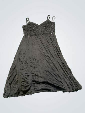 Schwarzes Soja Perlen Spaghetti Träger Kleid