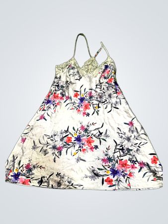 Nachtkleid mit floralen Druck und Spitzenbesatz
