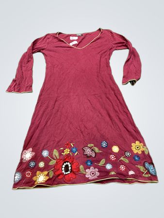 Eight by Womensecret burgunderrotes besticktes Blumenkleid