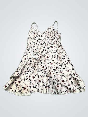 Weißes Blumendruck-Minikleid mit Rüschen