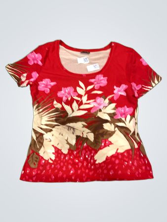 Taifun Collection Rot Blumenmuster T-Shirt