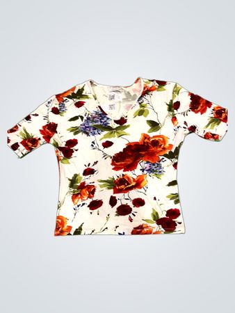 Reichart Blusen für Anspruchsvolle Women's V-Neck Floral T-Shirt