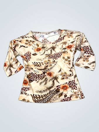 Frauen 3/4-Ärmel Blumenmuster Top