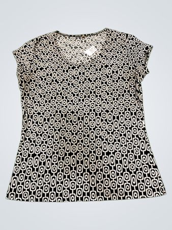 Schwarz-Weiße Geometrische Print-T-Shirt