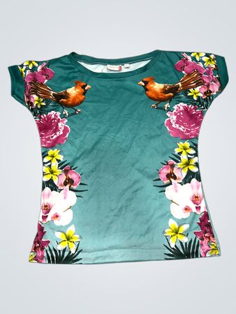 OUTFIT FASHION T-Shirt mit Vogel- und Blumenmuster