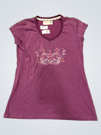Adelheid "Werkstatt des wahren Glücks" Lila V-Ausschnitt T-Shirt