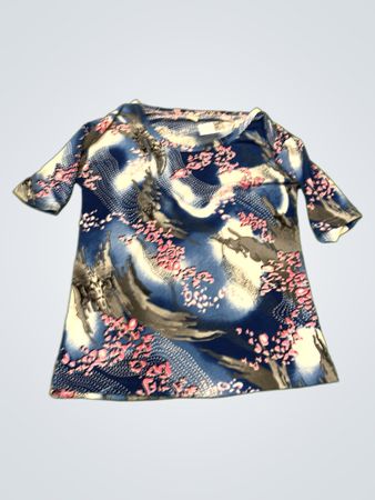 TOVTA Damen T-Shirt mit blauem Blumenmuster