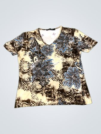 NO COMPROMISE Damen V-Ausschnitt Floral Print T-Shirt