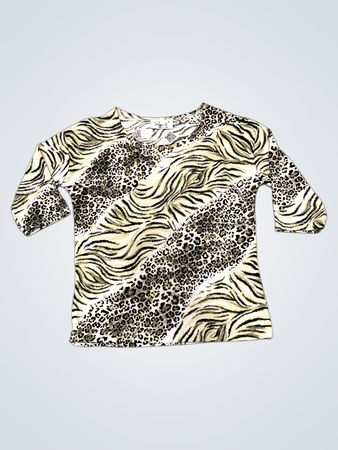 Mary Q Animal Print 3/4 Ärmel Oberteil