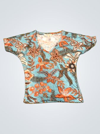 GARCIA Floral Print V-Neck T-Shirt