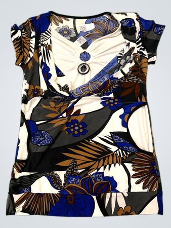 Kurzes bedrucktes Kleid mit kurzen Ärmeln für Damen
