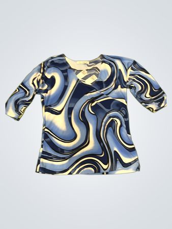Magna Blue Swirl Print 3/4 Sleeve Top