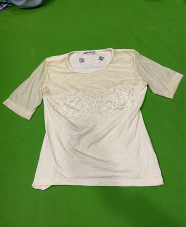 BiBA+pariscop Creme transparente Paneel verzierte Bluse