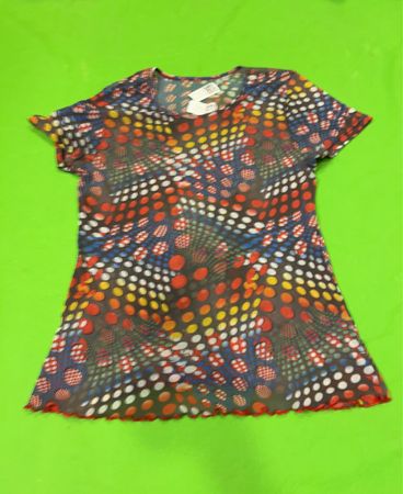 Durchsichtiges Netzkleid mit Punkt- und abstraktem Druck