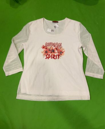TAIFUN COLLECTION Weißes T-Shirt mit "INDIAN SPIRIT" Grafik