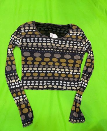 Langarm-Punktmuster-Mesh-Oberteil