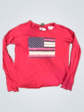 Tape a l'oeil Mädchen Pink Langarmshirt mit amerikanischer Flagge Pailletten Detail