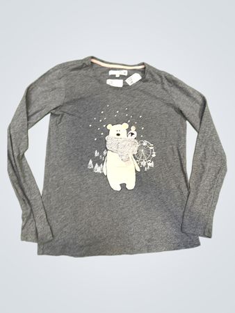 Etam Graues Langarm-Grafik-T-Shirt