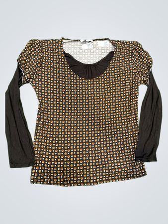 LAFFINITES Armand Thierry Brauner geometrischer Druck geschichteter Langarmtop