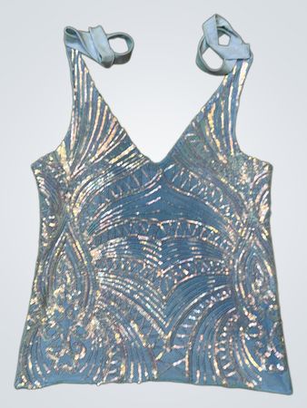 Upcycled Light Blue Sequin Tank Top