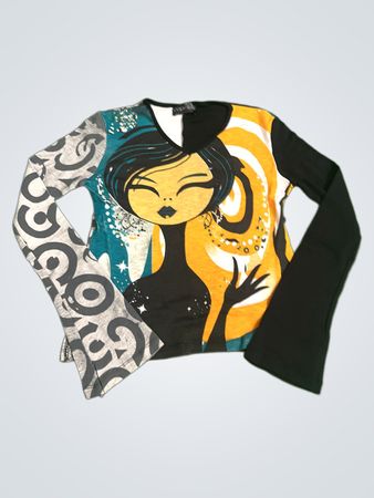 Copeline Women's Graphic Print Long Sleeve Top