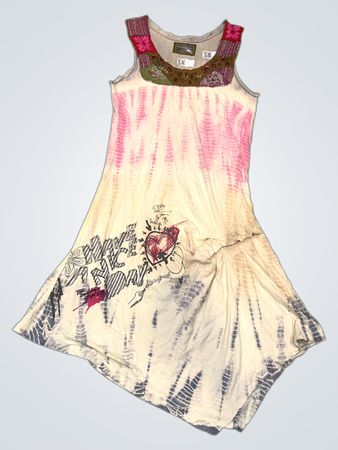Desigual Ärmelloses Tie-Dye-Kleid mit Herzgrafik