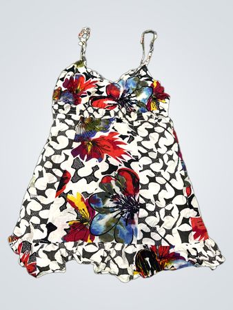 101 IDEES "FREE STYLE FOR YOU" Floral Print Ruffle Dress
