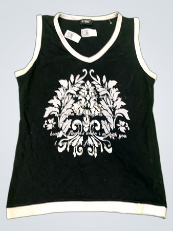 X-Mail Damen schwarzes Tanktop mit floralem Design