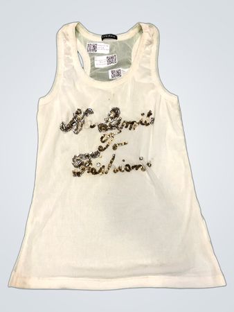 Motivi Weißes Pailletten-verziertes Tanktop