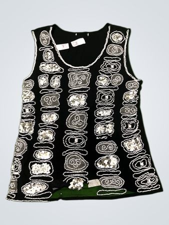 Schwarzes ärmelloses verziertes Tanktop