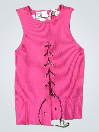 OCCULT FASHION Pink Lace-Up Ripp-Top