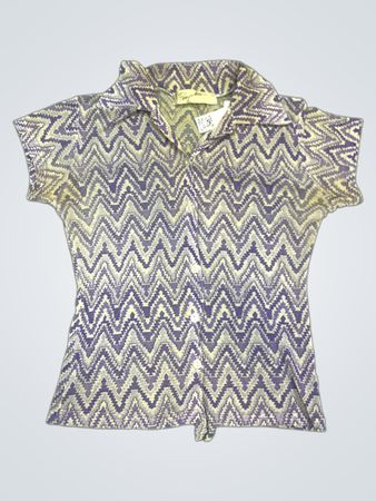 Perspective Chevron Zickzack-Druck Kurzarm Hemd mit Knopf