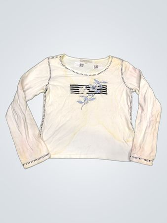 Jacqueline Riu weißes langärmliges T-Shirt mit floraler Grafik