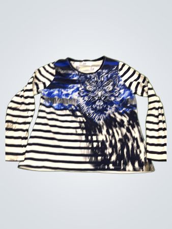 Langarm gestreiftes T-Shirt mit grafischem Druck
